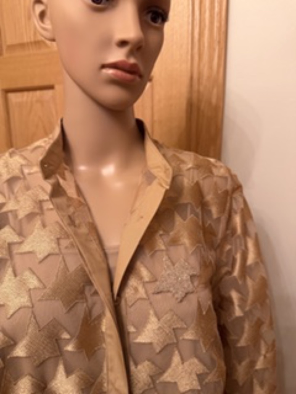 AKRIS size 14 gold blouse/jacket with camisole.
